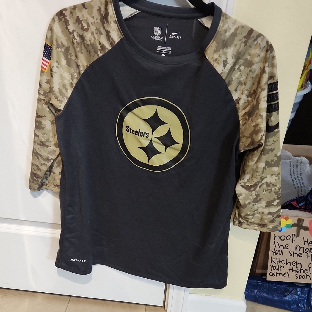 NFL Steelers 3/4 Sleeve Tee Black and Gold